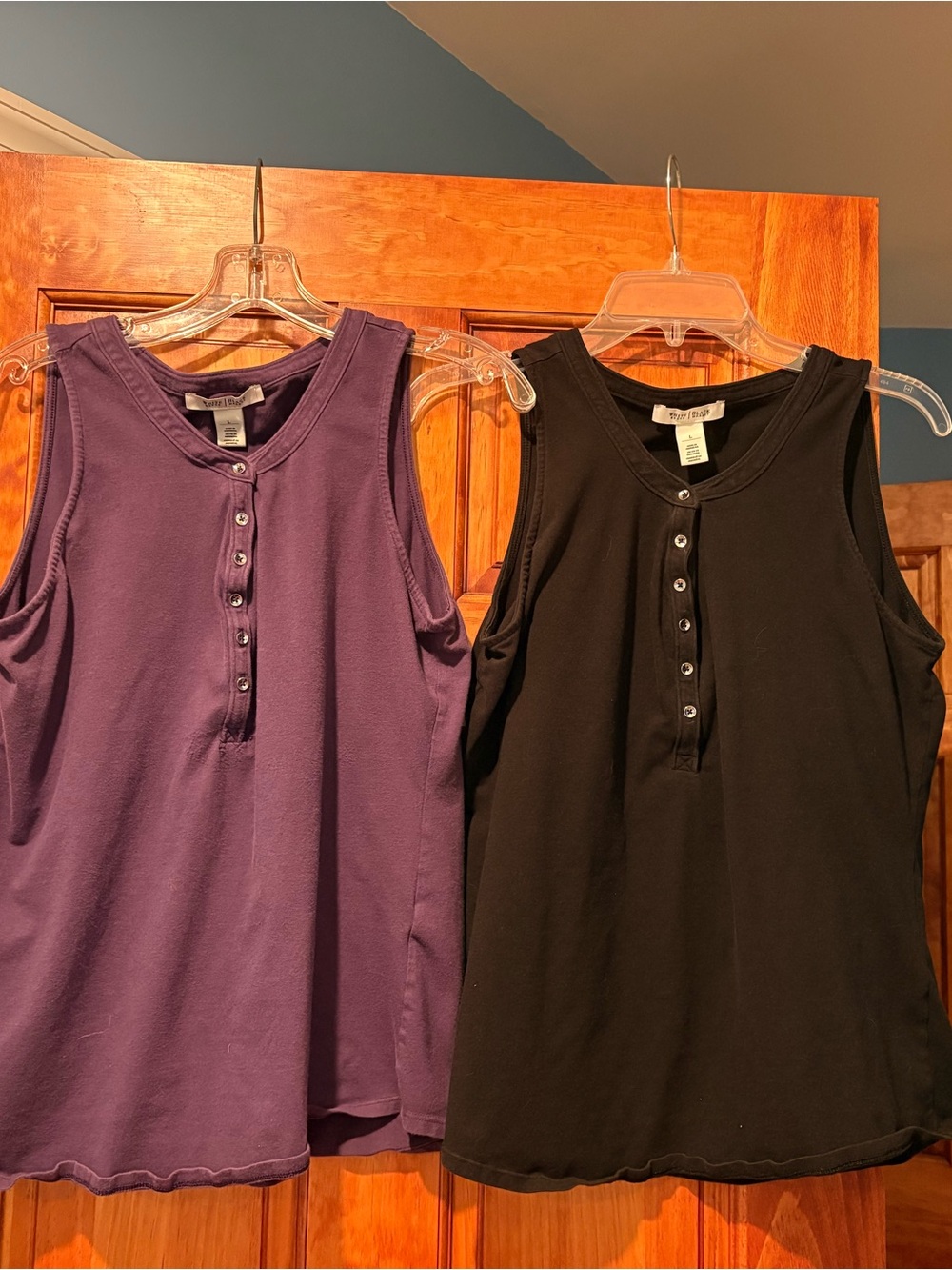 White House Black Market Henley Tank Tops - Purple & Black (Set of 2)